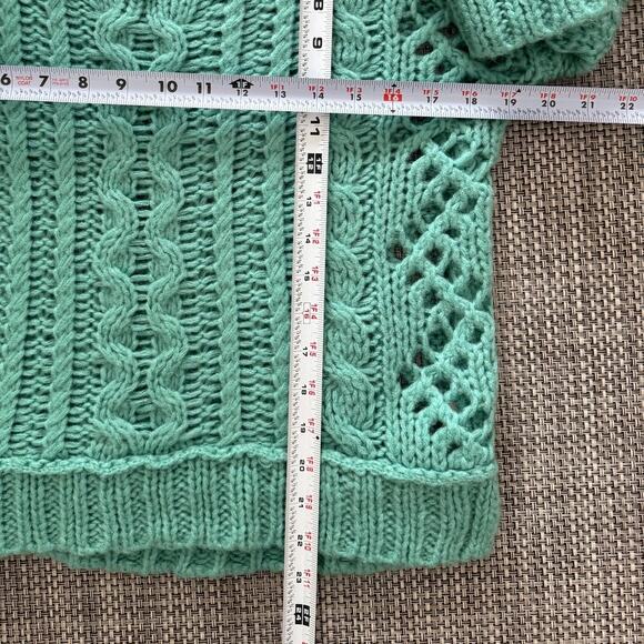 FREE PEOPLE Fluff Open Cable Knit Slouchy Mohair/Wool Sweater Pistachio Green S - Picture 6 of 6